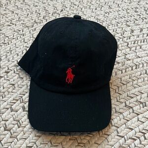 Polo by Ralph Lauren Black Hat with Red Logo